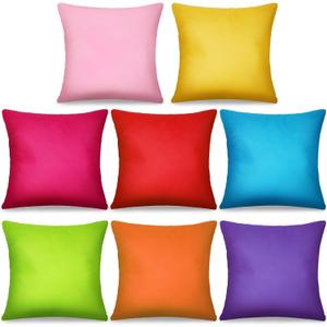 8Pcs 18 x 18 Inch Decorative Throw Pillow Covers Rainbow Mix Color Pillow Cases Colorful Square Cushion Covers with Hidden Zipper for Couch Sofa Bedroom Patio Balcony,Linen MaterialCovers Only