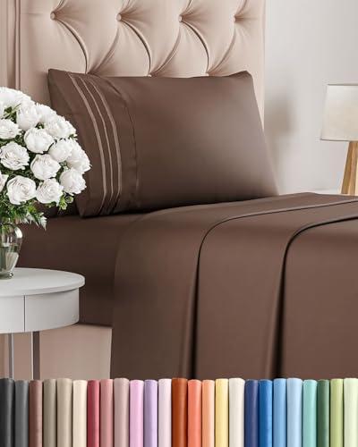 Twin XL Size 3 Piece Sheet Set - Comfy Breathable & Cooling Bed Sheets Set - Hotel Luxury Bedding for Women, Men, Kids, Teens, Boys & Girls - Deep Pockets, Ultra-Soft, Wrinkle Free - Oeko-Tex - Brown