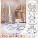 24 Pack Glass Candlestick Holders Set 4.3/6.1'' Taper Stripe Candle Holder Bulk Floral Shape Crystal Decorative Candle Stand Centerpiece for Table Wedding Dining (Clear)