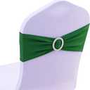 100 Pack Spandex Dark Green Chair Sashes for Wedding Stretch Chairs Bows Bands with Buckle for Party Birthday Banquets Engagement Christmas Events Decorations (Dark Green)
