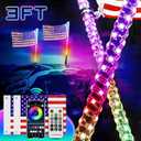 UNI-SHINE 2PCS 3FT LED Whip Lights with Spring Base Spiral RGB Chasing Lights with APP & Remote Control, Music Antenna Whip Light for Can-Am UTV ATV RZR Can-Am SXS Polaris Offroad Truck