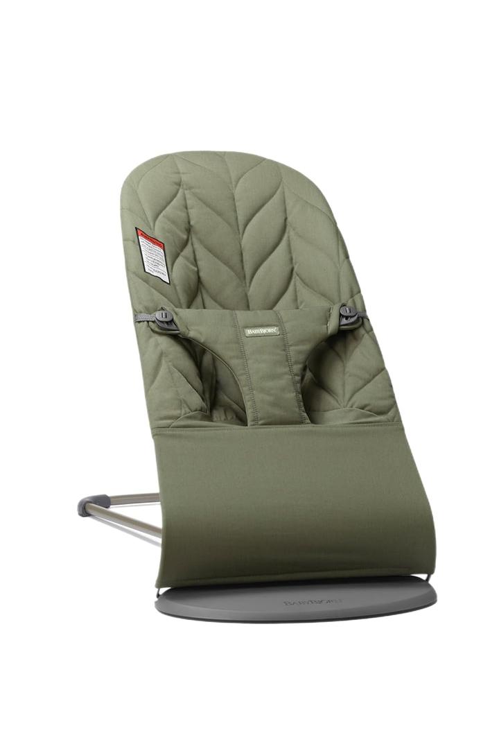 BabyBjrn Bouncer Bliss, Dark Green, Woven, Petal Quilt | 2-in-1 Adjustable Baby Bouncer Seat and Toddler Chair, Newborn to Toddler (8-29 lbs), 4 Positions, Lightweight & Portable