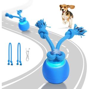 Interactive Dog Toys with Rope -Smart Dog Ball Built-in Barking Sound