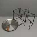 12 Pcs Pizza Pan Riser Stand Set: 4 Metal Pizza Stands, 4 Pizza Pan, 4 Wooden Pie Servers(Silver,Classic)