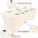 Smiry 2 Pack Spandex Table Cloth 6FT, Elastic Fitted Stretch Tablecloths, Washable and Wrinkle Free Rectangular Patio Table Cover for Outdoor, Wedding, Banquet & Parties (Beige, 72Lx30Wx30H Inch)