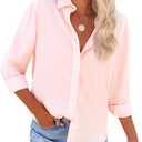 siliteelon Womens Oxford Button Down Shirt Long Sleeve Cotton Dress Shirt Collared Blouse Business Casual Work Tops -  XL