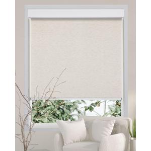 Persilux Free-Stop Cordless Roller Blinds Light Filtering Roller Shades for Windows Natural Woven Fabric Thermal Insulation Roller Window Blinds for Windows, Home, Living Room, (Cream 25" W x 72" H)