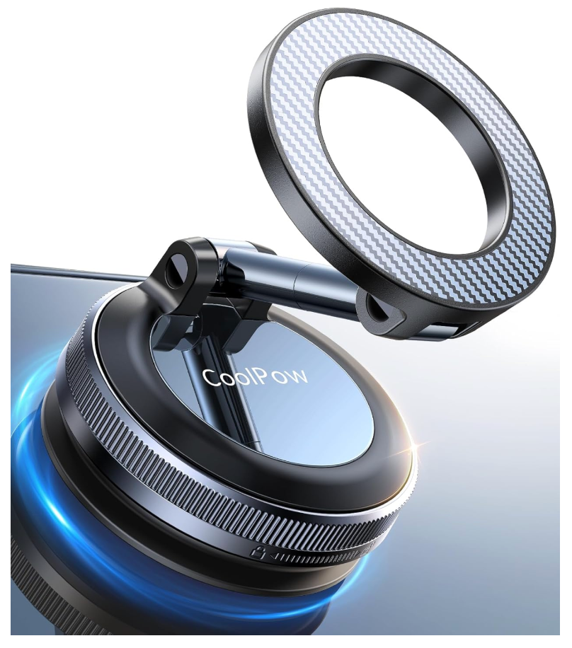 Coolpow【Newest Vacuum Magnetic Phone Holder for Car Phone Holder Mount【Movable Vacuum Suction】 Magsafe Car Mount Cell Phone Holders for Your Car Accessories for Women Men for iPhone 17 16 15 14 Kits