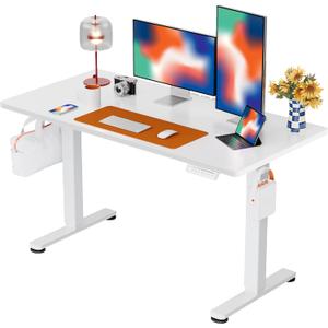ErGear Height Adjustable Electric Standing Desk, 48 x 24 Inches Sit Stand up Desk, Memory Computer Home Office Desk, White