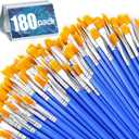 AROIC 180pcs Flat Paint Brushes Set, Small Brushes Bulk Nylon Hair for Kids Acrylic Oil Watercolor Artist, Professional Painting for Classroom Students (Blue)