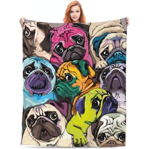 Blanket for Pug Lovers Cute Pug Dog Throw Blanket Gifts Soft Cozy Flannel Fleece Blanket for Couch Beds Office Bedroom Christmas, Birthday Gifts (Pug Dog, 50x40 inches)