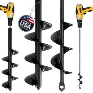 K-Brands Auger Drill Bit for Planting 2 Pack 1.6 x 16 Inch & 3.5 x 16 Inch Set  Garden Spiral Hole and Bulb Planter Tool for Umbrella Holes - Compatible with 3/8 Inch Hex Drive