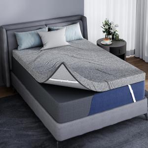 3 Inch Firm Mattress Topper Twin XL, Cooling Memory Foam & Non-Slip Straps