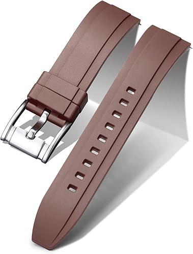 Quick Release Silicone Watch Band 20mm 22mm Mens Womens Universal Rubber Watch Strap Replacement Strap Brown