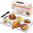 Electric Warming Tray,Warming Mat for Food, Fast Full Surface Heating Food Warmer, Portable Silicone Warmer, Raised Feet Protects Table, Foldable Food Warmer for Parties,Buffets,Daily Use(White)