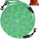 Long Dog Leash Tie-Out Check Cord, 16FT/30FT/50FT/100FT Recall Dog Training Rope Leash, Heavy Duty Dog Lead for Large Medium Small Dogs Playing, Camping, or Backyard (Green)