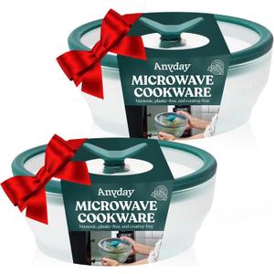 Anyday 2-Pack (2-Cup) Glass Food Storage Set with Glass Lids | Plastic-Free Frosted Meal Prep Bowls | Stackable Airtight Storage Container Set with Vented Silicone Lid for Microwave-Safe Reheating