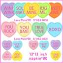 HAKOTI Valentines Day Paper Plates Supplies Conversation Heart Tableware,40Pcs Heart Shaped Plates and Napkins