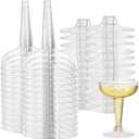 Plastic Cocktail Glasses 24Pcs 120ml Elegant Coupe Glasses for Cocktails, Champagne Reusable Clear Stemware Plastic Wine Glasses for Weddings, Birthdays, Parties Coupe Glasses