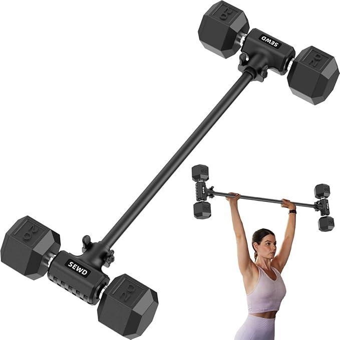Dumbbell Converter by SEWD – Turn Dumbbells into Barbell Set – Adjustable Weights & Up to 220LB Capacity Barbell for Home Gym Full Body Workouts