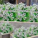 Fake Flowers Outdoor,20 Bundles UV Resistant Artificial Flowers No Fade Outdoor Faux Plastic Plants for Garden Porch Window Box Outside Decor(White)