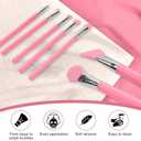 14-Piece Silicone Brush Applicator kit, 5.1-5.7 Inch Face Mask Brush, Non-Absorbent Brushes for Resin, Soft Silicone Head for Foundation, Mask, Skincare Application, Pink (7 Shapes, 2 Each)