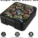 Bento Lunch Box Set for Kids with 10oz Soup Thermo, Leak-Proof Lunch Containers with 4 Compartment, Kids Thermo Hot Food Jar and Insulated Lunch Bag for Kid to School,BPA-Free(Black-Game Console)