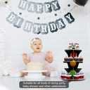3-Tier Race Car Theme Cupcake Stand Racing Birthday Party Decoration Round Cardboard Cupcake Stand for Cars Birthday Decorations Race Car Party Supplies