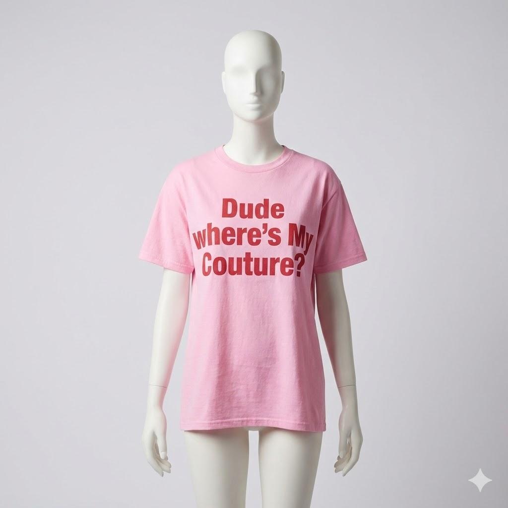 Dude Where's My Couture Sarcastic Funny Saying Women's Pink TShirt, XL