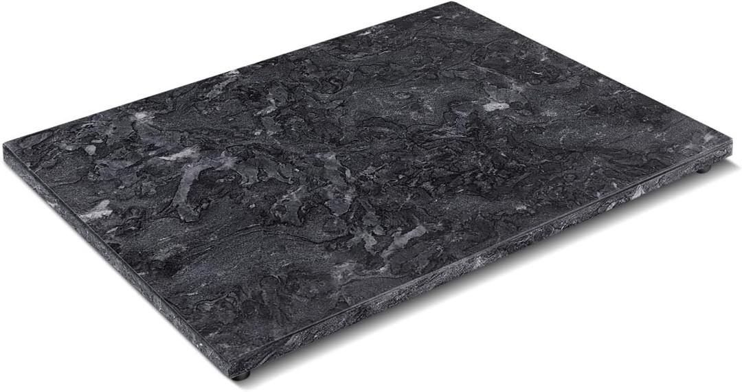 Rectangular Marble Cheese Board - 15.75" x 19.5" Black Marble Serving Board for Baking, Charcuterie, Pastry, Trivet - Non-Stick Heat Resistant Marble Cutting Boards for Kitchen
