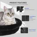 Cat Desk Bed, Heavy Duty Steel Clamp-On Various Desktops, Machine Washable Reversible Cat Beds for Large & Kitten, 360 Rotating Height Adjustable, Indoor Cats Nest Furniture Supports 45lbs, Black