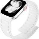 Silicone Magnetic Band Compatible with Apple Watch for 38mm 40mm 41mm 42mm 44mm 45mm 46mm 49mm, Sport Strap Soft Replacement Wristband for iWatch Ultra 3 2 1 Series 11 10 9 SE 8 7 6 5 4 (White)