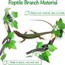 Fhiny 2 PCS Reptile Corner Branch, Resin Climb Tree Branch Decor with Leaves Tank Accessories Terrarium Plant Ornament with Suction Cup for Snake Lizard Bearded Dragons Gecko Climbing