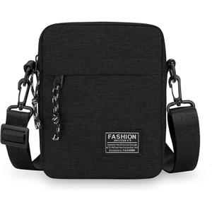 Crossbody Bags for Men Women Travel Shoulder Bag Phone Wallet Purse Small Casual Messenger Handbag for Work Hiking Traveling (Black)