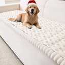 Couch Cover for Dogs Washable,Non Slip Fuzzy Durable Couch Covers for 3 Cushion Sofa Pet Friendly Sofa Cover Dog Thick Soft Slipcovers Protector Couches Mat Bed (Beige, 27.6" x 70.9"/70 x 180cm)