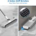 Scrub Brush with Long Handle, Floor Scrub Brush Squeegee Broom for Cleaning, 3 in 1 Shower Scrubber Floor Broom Squeegee for Concrete Tile Wall Deck Patio White
