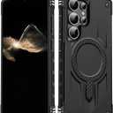 for Samsung Galaxy S23 Ultra Case -Shock Military-Grade Rugged Phone, Slim,Scratch-Resistant, Precise Cutouts,Mag netic,Anti-Slip Grip,Durability,Protective Covers,Black (Leather Light Back)