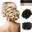 Elaine Combs Messy Bun Hair Piece Curly Dish Hair Buns Extension Thick Chignon Hairpiece Clip in Ponytail Scrunchies Hair Pieces for Women (Dark Brown -#98)