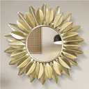 24" Gold Sunburst Decorative Wall Mirror – Handmade Flower Design, Luxury Round Accent Mirror Boho Wall Decor for Bedroom,Entryway, Dining Room & Kitchen