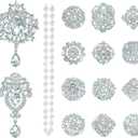 Yhsheen Rhinestone Brooches Crystal Brooch Pins, Pearl Crystal Wedding Bouquet kit Set (Silver, Set of 14)