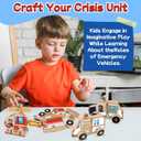 Aizweb Emergency Vehicle Toys,Wooden Police Car, Fire Truck, Ambulance, Helicopter,STEM Kit Fine Motor Blocks Educational Learning Montessori for 4-8 Year Old Boys Girls Community Helper