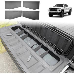 HGWEI Tailgate Storage Dividers Compatible with Chevy Colorado/GMC Canyon 2026 2025 2024 2023 Accessories 4PCS Black StowFlex Truck Bed Organizer Insert Compartment Tray