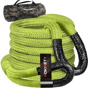 Kinetic Recovery Tow Rope 1-1/8" x20ft Offroad Snatch Strap 48000lbs Heavy Duty Towing Straps Kit for Trucks SUV UTV ATV Tractor Car Jeep - Solid ArmyGreen