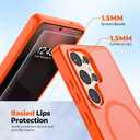 SUPFINE Magnetic for Samsung Galaxy S25 Ultra Case with Screen Protector, (Built-in Magnets) (Military Grade Drop Protection) Slim Translucent Shockproof Phone Case,Orange