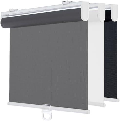 TOVALOR Cordless Roller Shades for Windows,Light Filtering Pull Down Blinds,Solar Screen Door Blinds,Flame Retardant UV Protection Fabric for Home Office (50" W x 72" H,Solar Grey)