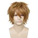 Max Beauty Unisex Anime Short Brown Cosplay Wigs With Bangs Heat Resistant Hair for Party and Halloween for Gift + Free Cap