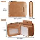 GERUOLA Men's Shielded Wallet Zipper Leather Wallet Men's Bifold RFID Card Case Wallets for Men (Khaki)