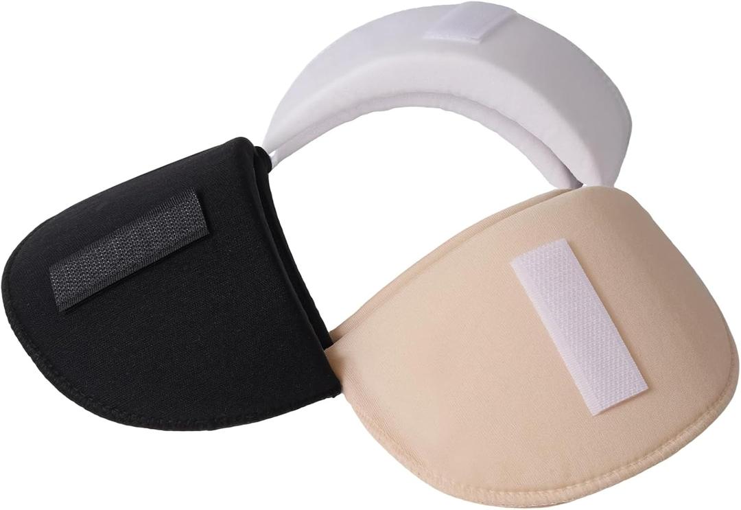 3 Pairs Set-in Shoulder Pads, 1.5cm Thickening Foam Shoulder Pads for Womens Clothing,No-Sewing Required Breathable Sponge Pads for Sloping High Low Shoulders Blazer Suit (1Black+1White+1Skin)
