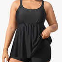 Holipick Plus Size 2 Piece Swimsuit - Women Tankini Bathing Suits Flowy Swim Top with Boy Shorts (4XL Black)