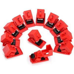 WUWEOT 12 Pack Circuit Breaker Lockout Device, 120-277V Clamp-on Electrical Single Pole Breaker, Lockout Tagout Kit Lock Out Device for Less 16 mm Handle, OSHA Compliant